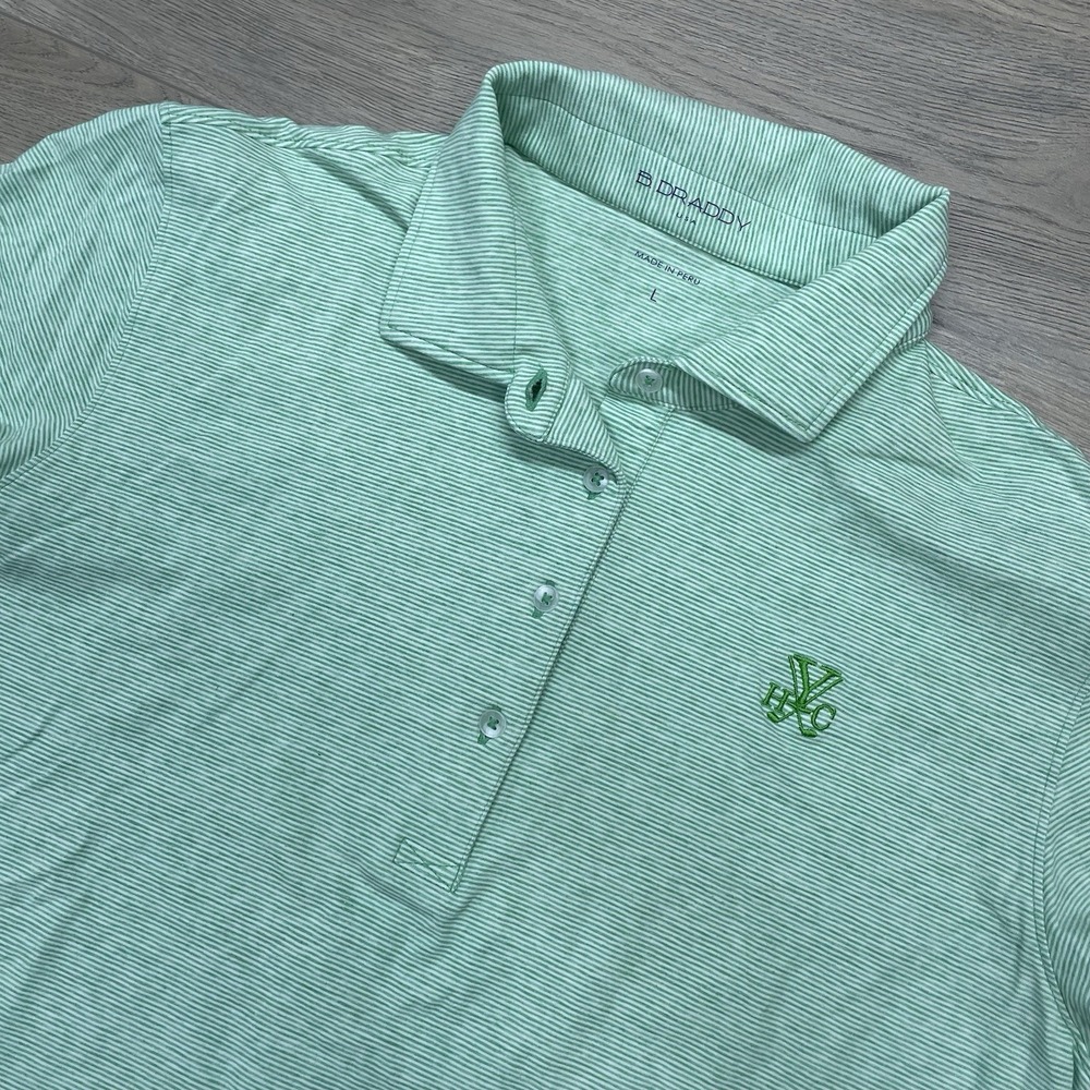 B Draddy Yeamans Hall Club S/S Polo Shirt Women Sz L Golf Preppy Green